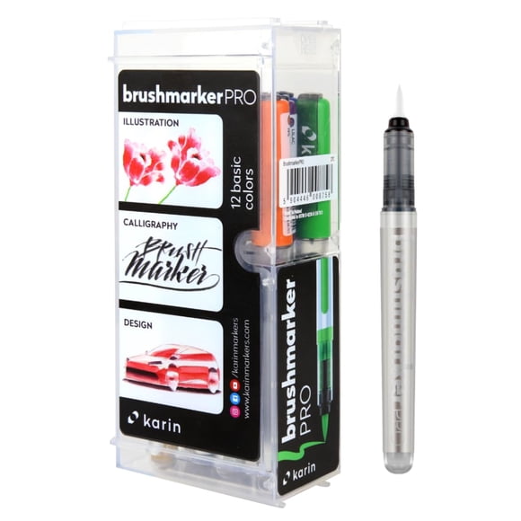 Set Brushmarker Pro Karin de 12 piezas, colores básicos para adultos