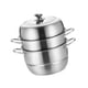 thumbnail image 4 of Olla de de acero inoxidable con tapa, olla con asa, vaporera para alimentos, vaporera para arroz, para cocinar carne, mariscos, fideos, huevos 26 cm, 4 of 5