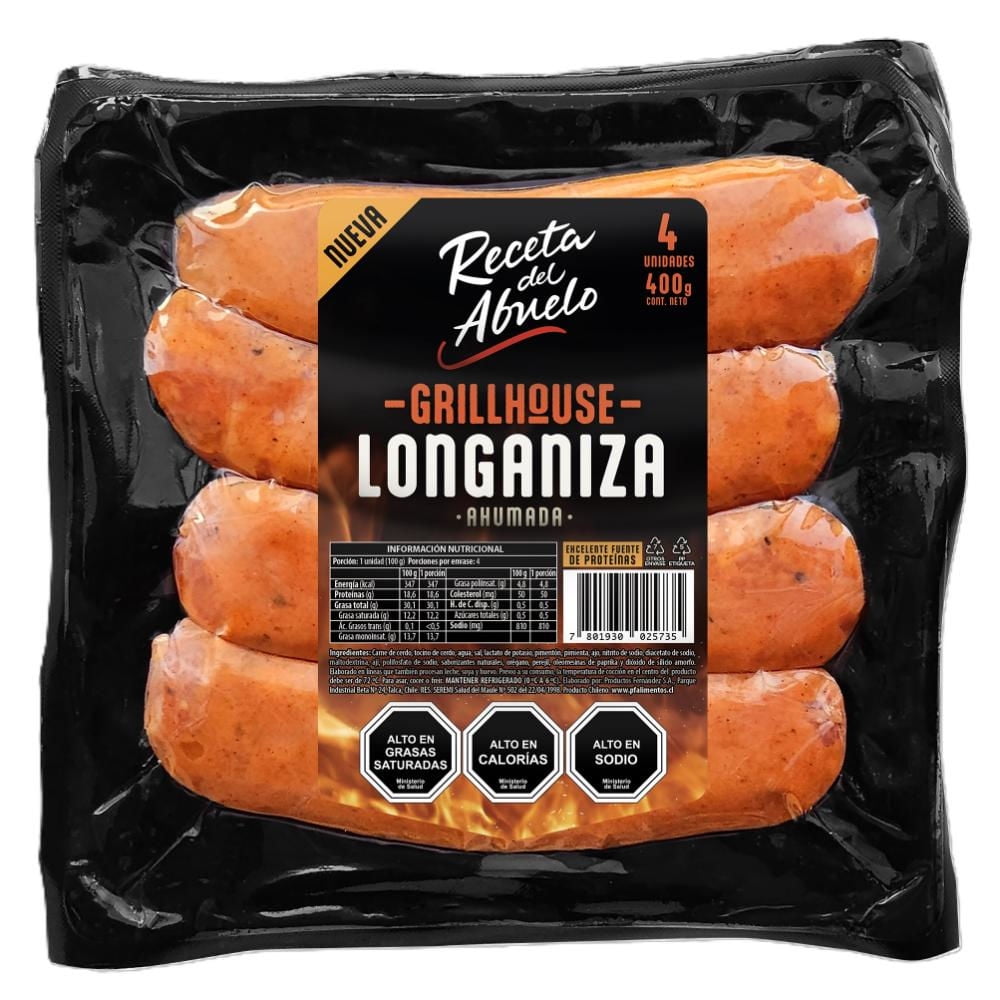 Longaniza Grillhouse Ahumada 4 Un 400 g Receta del Abuelo