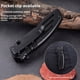 thumbnail image 2 of Cuchillo plegable táctico con cuchillo inoxidable, cuchillo plegable negro, con clip reversible - buen regalo para la caza acampamiento supervivencia al aire libre y llevar todos los días, 2 of 3