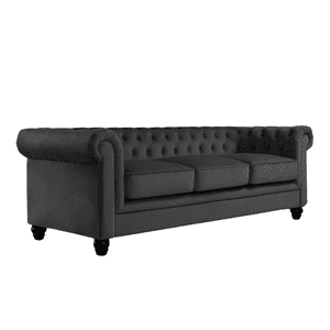 Mueblart - Sofá Chesterfield 3 Cuerpos Eco Cuero Grs Oscuro