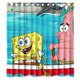 thumbnail image 1 of Cortina de ducha de Bob Esponja con dibujos animados en fila, juego de cortina de baño con ganchos, tamaño 66 x 72 pulgadas, 1 of 3