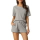 thumbnail image 1 of INSPIRE CHIC Conjunto de Descanso de Tejido Waffle para Mujer, Pijama de Manga Corta con Bolsillos, Mezcla de Algodón Suave para Primavera Verano M Gris, 1 of 6
