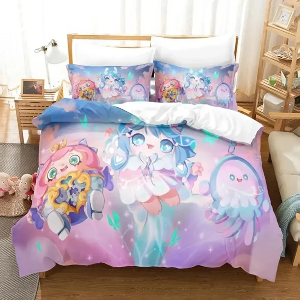 Cartoon Eggy Party Game Bedding Set Boys Girls Size Duvet Cover Pillowcase Bed Kids Adult Fashion Home Textileextile Bed Sheets