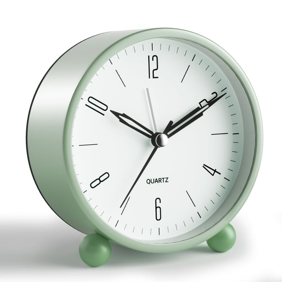 Reloj despertador analógico JALL Super Silent que no hace tictac de 10 cm, color verde