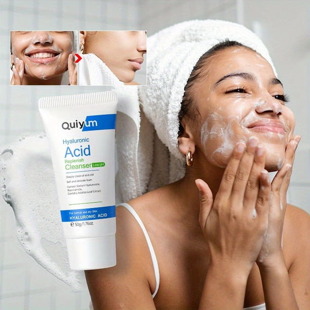 Glow Brightly with 1pc Hyaluronic Acid Cleanser - 50g Gentle Cleansing Pores Face Wash for Oil Control and Skin Tone Brightening