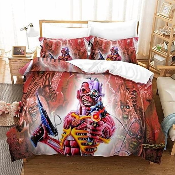 Iron Maiden Bedding Duvet Cover Set Soft Microfiber Bedding Set Boys Kids3-Piece Bedding Set (1 Duvet Cover + 2 Pillow Shams)