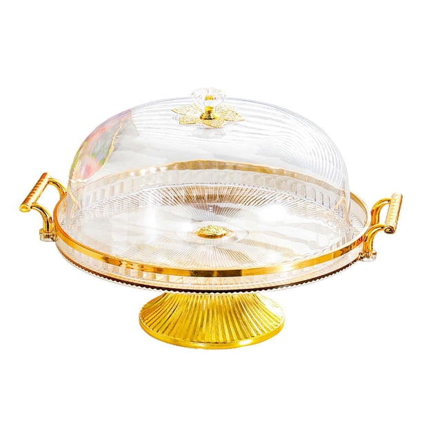 Plato para Tartas con Pie, Bandeja Decorativa para Cocina, Servidor de Exhibición de Repostería con Pie, Soporte para Tartas con Tapa en Forma de Cúpu Amarillo claro