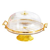 Magideal - Plato Para Tartas Con Pie, Bandeja Decorativa Para Cocina, Servidor De Exhibición De Repostería Con Pie, Soporte Para Tartas Con Tapa En Forma De Cúpu Amarillo Claro