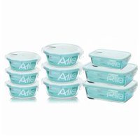 Set 9 Contenedores Hermeticos Allegra De Vidrio Colaciones