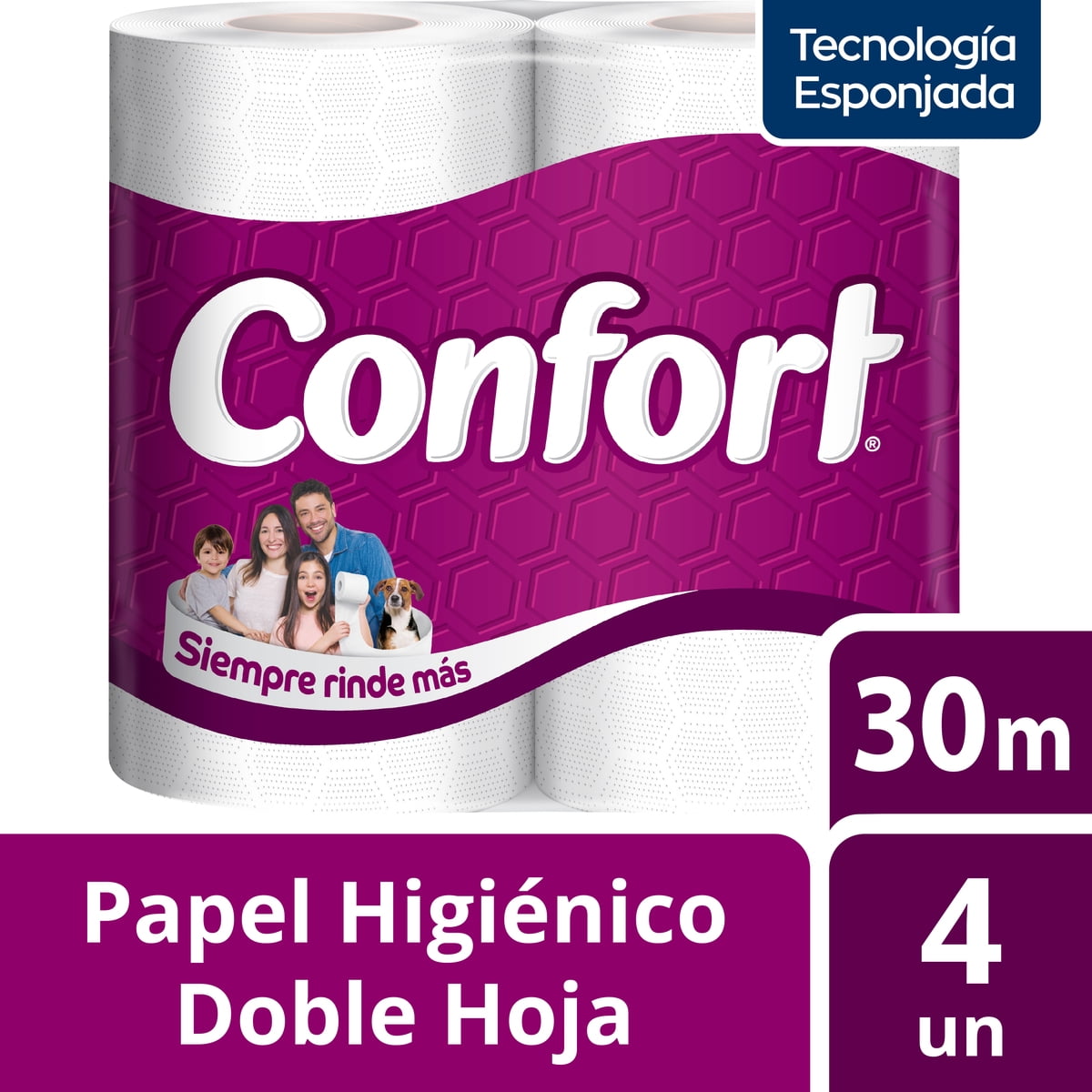 Papel Higiénico Confort Doble Hoja 30 M 4 Unidades