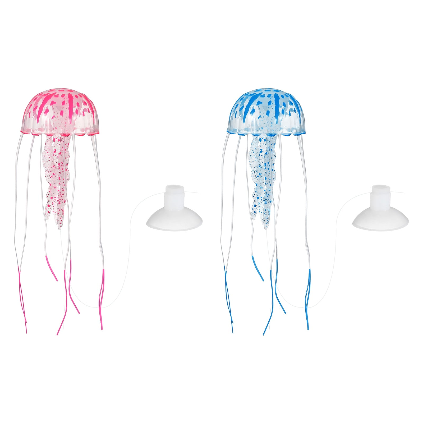 Decoración de Acuario Uxcell Medusa, Decoraciones para Peceras Medusa Acuario Brillantes Falsas Medusas Adornos de Silicona, (Rojo/Azul, S, 2 Piezas), Destinado para Decoración de Tanque