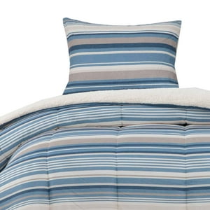 Dib - Plumon Reversible Sherpa 1.5 Plaza Lineas Azul