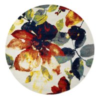 Modalfo - Alfombra Redonda Florida Blanca 160 X 160 Cm