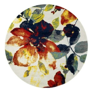 Modalfo - Alfombra Redonda Florida Blanca 160 X 160 Cm