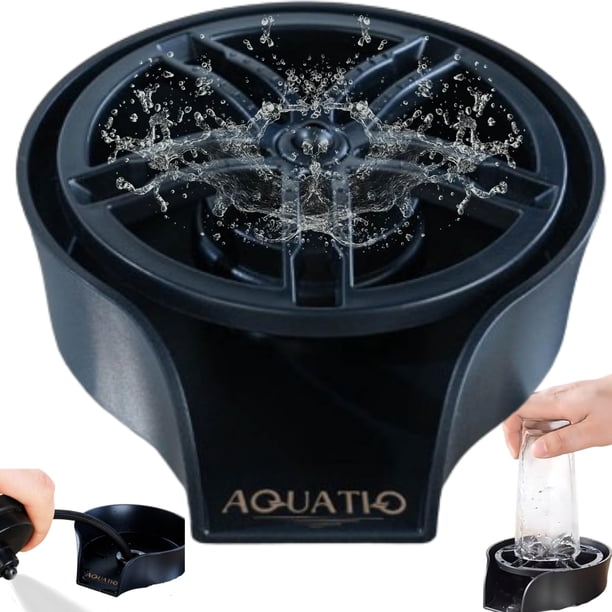 Enjuagadora de vidrio y rociador para fregaderos de cocina AquaTiq 2 en 1, color negro