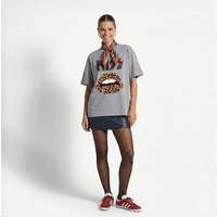 Polera Manga Corta Lips Gris Kiss