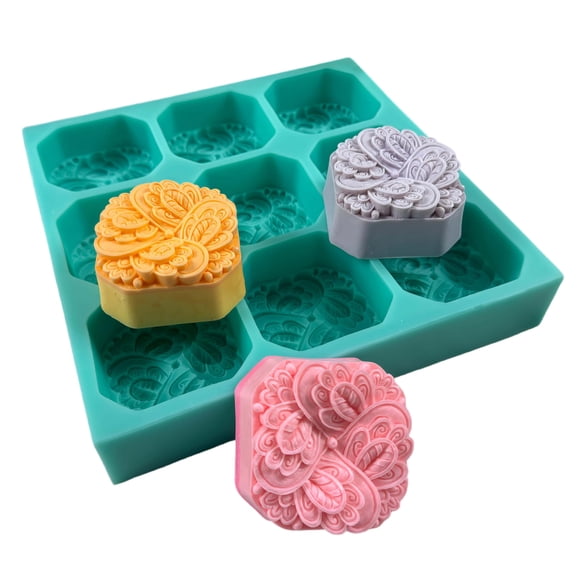 Molde de Silicona I-BEST de 9 Cavidades con Plumas de Pavo Real, 6x3 cm