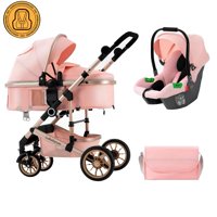 Coche Cuna Con Silla Nido Y Accesorios Lubabycas Rosado