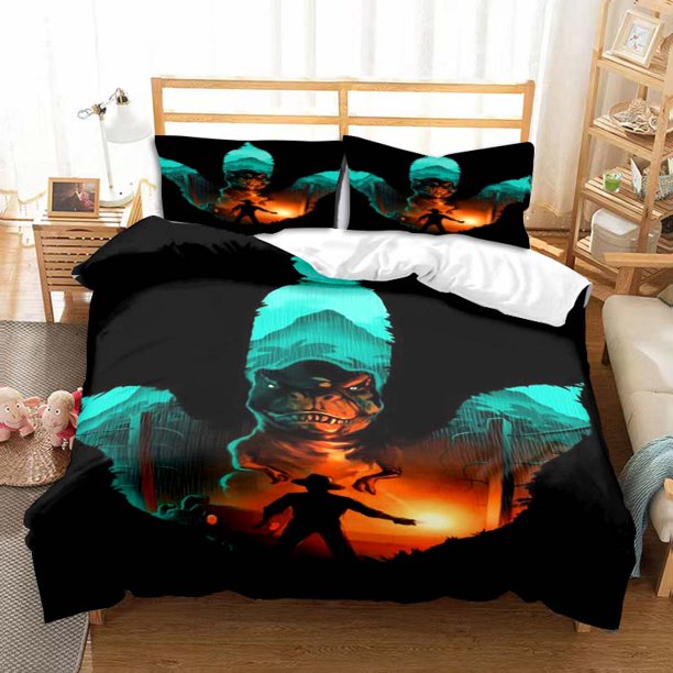 New Cartoon Jurassic Park Comforter Dinosaur Cover Bedding Set Size Duvet Cover Sheet Pillowcase 100_ Bamboo Fiber Bed Set Bed Sheets