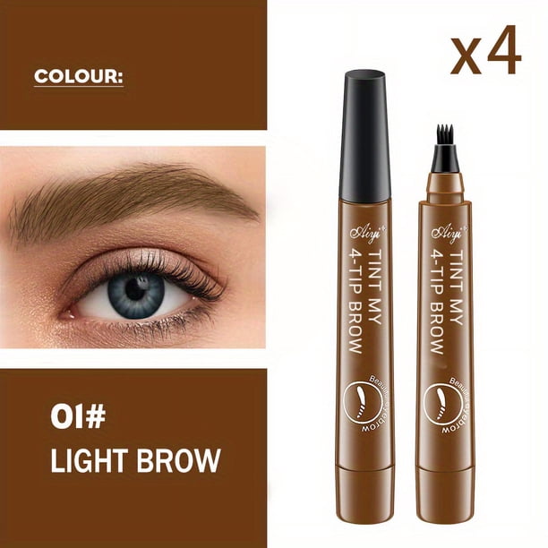 4 Split Tip Water Eyebrow Pencil, Long Lasting Waterproof, Simulated Natural Vivid Eyebrow , Clear Texture, No Decolorize Eyebrow Pen