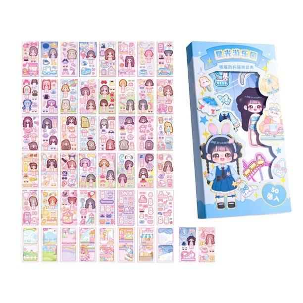 50 piezas de pegatinas de cara para libros, pegatinas de recuerdos para fiestas, desarrollan la imaginación o la creatividad de los niños, pegatinas d Estilo C