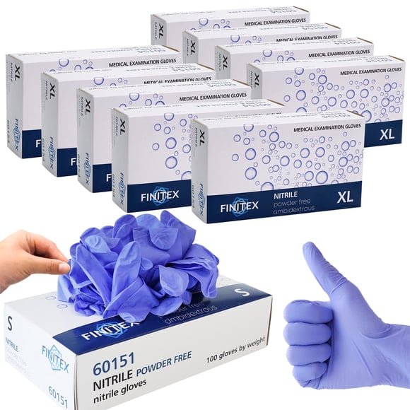 Guantes desechables de nitrilo para exámenes FINITEX 1000 unidades - 3.2 mil