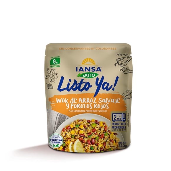 Arroz Salvaje y Porotos Rojos Plato Listo Ya, 220 g