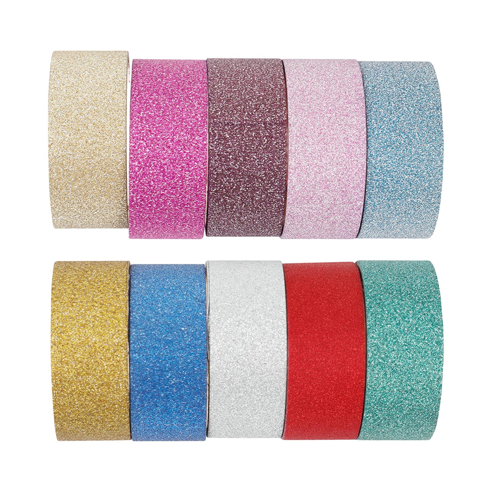 Magideal - 10 Cintas Para Envolver El Día De San Valentín, Decoración Estética, Cinta Adhesiva Con Purpurina De 6,6 Pies Y 14mm De Ancho Para Manualidades De , Brillantina