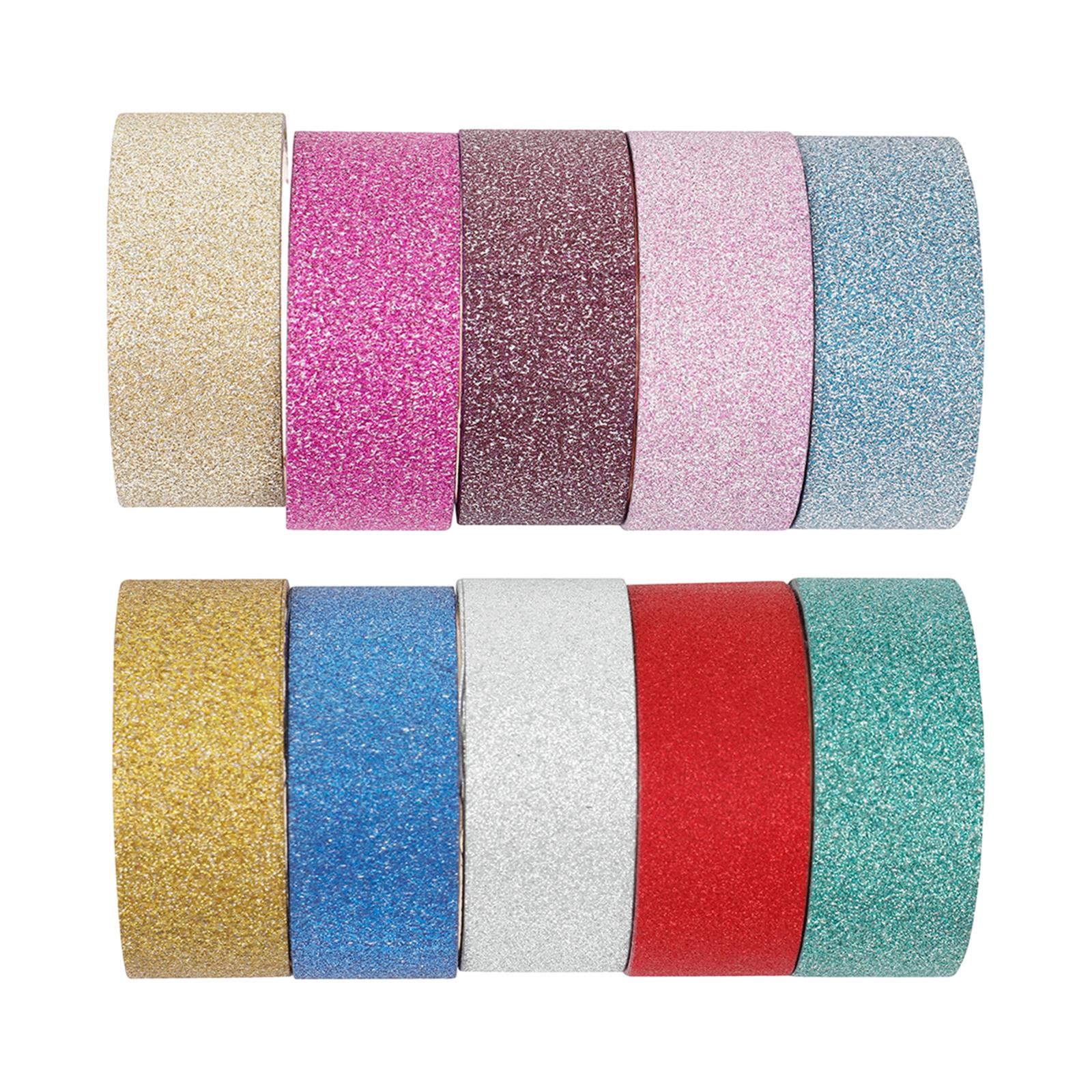 Magideal - 10 Cintas Para Envolver El Día De San Valentín, Decoración Estética, Cinta Adhesiva Con Purpurina De 6,6 Pies Y 14Mm De Ancho Para Manualidades De , Brillantina