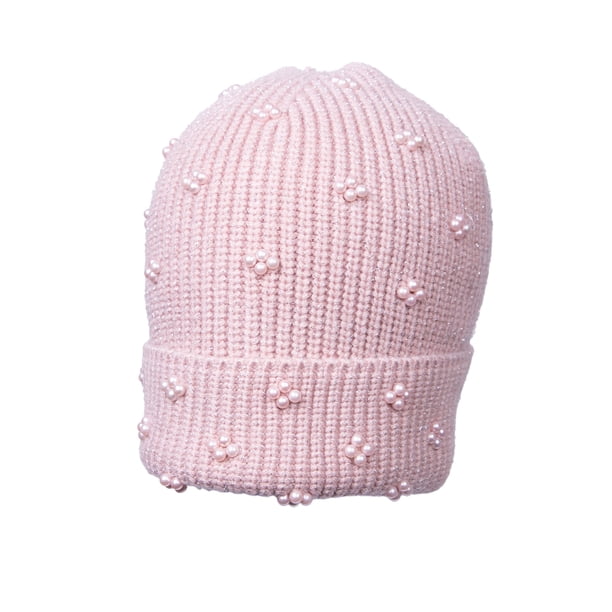 Gorro Niña Tejido con Perlas Rosado