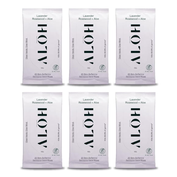 Toallitas desinfectantes para manos ALOH Lavender Rosewood + Aloe 120 unidades