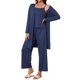 thumbnail image 4 of Conjunto de descanso para mujeres INSPIRE CHIC de 3 piezas, tejido acanalado elástico con top de tirantes y cárdigan a juego, pijamas, ropa de descanso, S Azul, 4 of 6