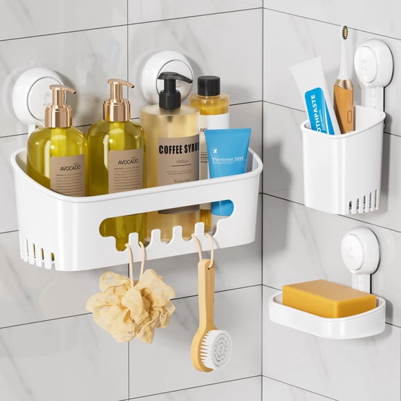 Juego De Ventosas Shower Caddy Con Soporte Para Jabón Y Cepillo De Dientes