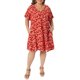thumbnail image 2 of Vestido de verano con estampado floral de escote en V y manga corta para mujer de talla grande Agnes Orinda, con bolsillos, 2X Rojo, 2 of 6