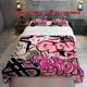 thumbnail image 1 of 3pcsGAS BRO Graffiti Art Pink Black Bear Head Skull Theme Pattern Bedding Three piece Set Quilt Cover and Pillowcase, 1 of 5