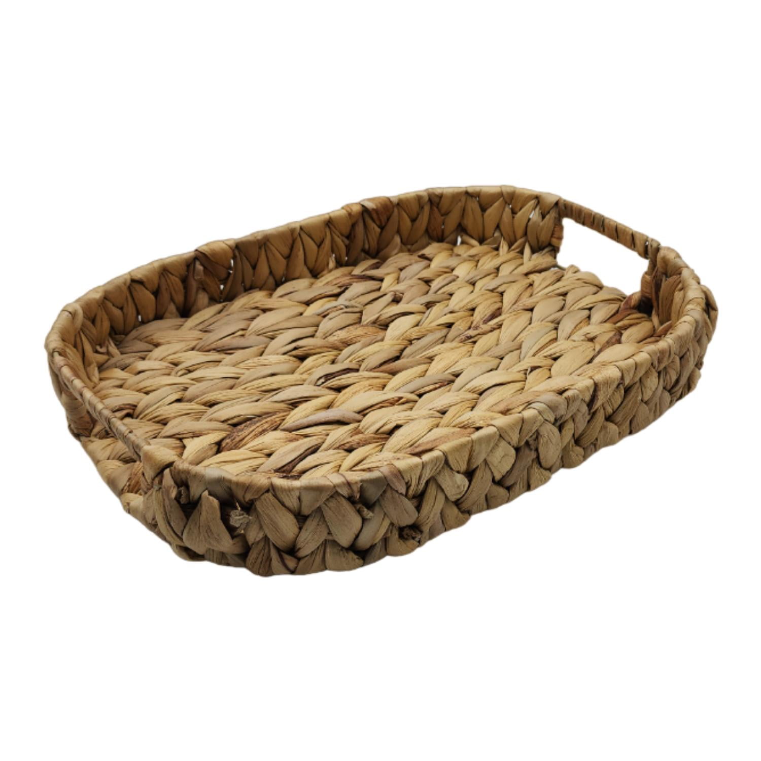 Fliperex - Bandeja Rustica Fibra Natural Rectangular Bandeja Multiuso L Cafe Tamano Unico