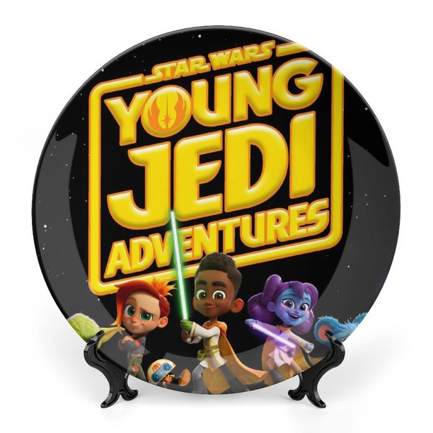 Aventuras de jóvenes Jedi Plato decorativo de porcelana fina (bone china), plato decorativo de cerámica para hogar, oficina, soporte de pared, platos decorativos para dormitorio - 6 pulgadas (15 cm)