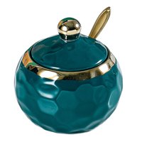 Magideal - Azucarero De Cerámica, Recipiente Para Sal, Caja Moderna, Caja De Cocina, Bote Para Condimentos, Tarro Para Condimentos Para Encimera De Cocina Casera Redondo Verde Oscuro