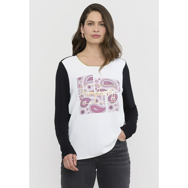 Polera Mujer Fabric Mix Negro Corona
