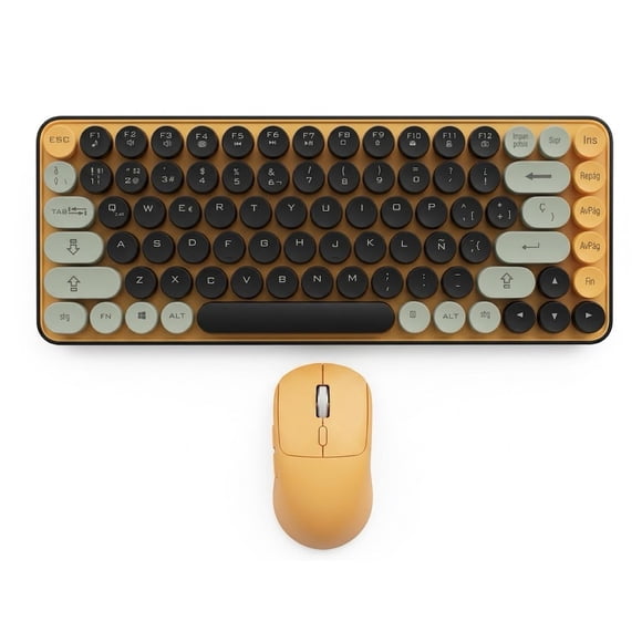 Kit Teclado Y Mouse Estilo Retro Inalambrico Bluetooth