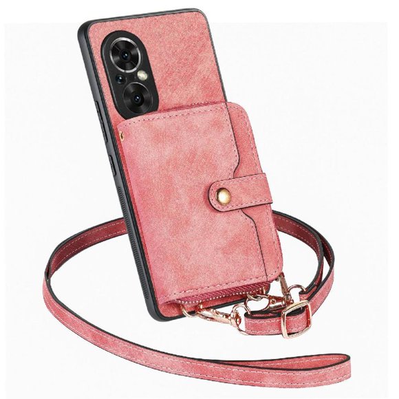 Funda Tipo Cartera con Correa Cruzada para Honor 50 SE Protección Contra Golpes Rosa