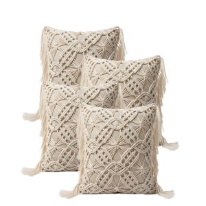 Genérico - Pack De 4 Fundas De Cojin Con Estilo Bohemio 45X45Cm Beige 05
