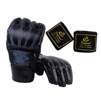 Ioensy - Guantes De Boxeo De Medio Dedo Guantes Mma Para Saco De Boxeo Muay Thai Artes Marciales Esqueleto Negro