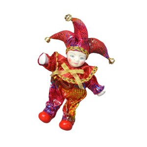 Magideal - Arlequín Muñeca Arlequín Muñeca Decoración De Escritorio Coleccionable Cara Pintada Muñeca Bufón Adorno De Halloween Para Fiesta Escritorio Dormitorio