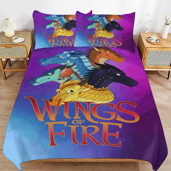 Juego De Ropa De Cama De Microfibra Wings Of Fire Con Funda Nórdica Estampado 3d Ligero De 3 Piezas 1 Funda Nórdica Y 2 Fundas De Almohada Para Niños