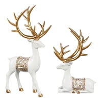 Bothyi - Estatua De Resina De Alce, Adorno Para Amantes, Escultura De Reno De Escritorio Coleccionable, Color Blanco, 2 Piezas