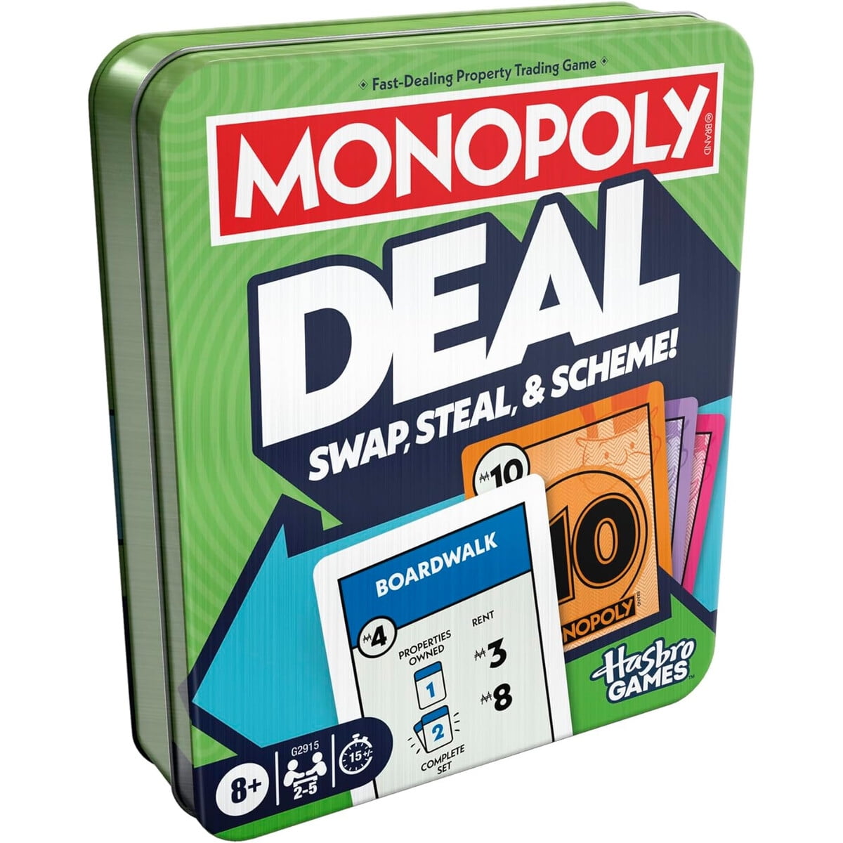 Juego De Cartas Monopoly Deal Hasbro Lata Coleccionable 8