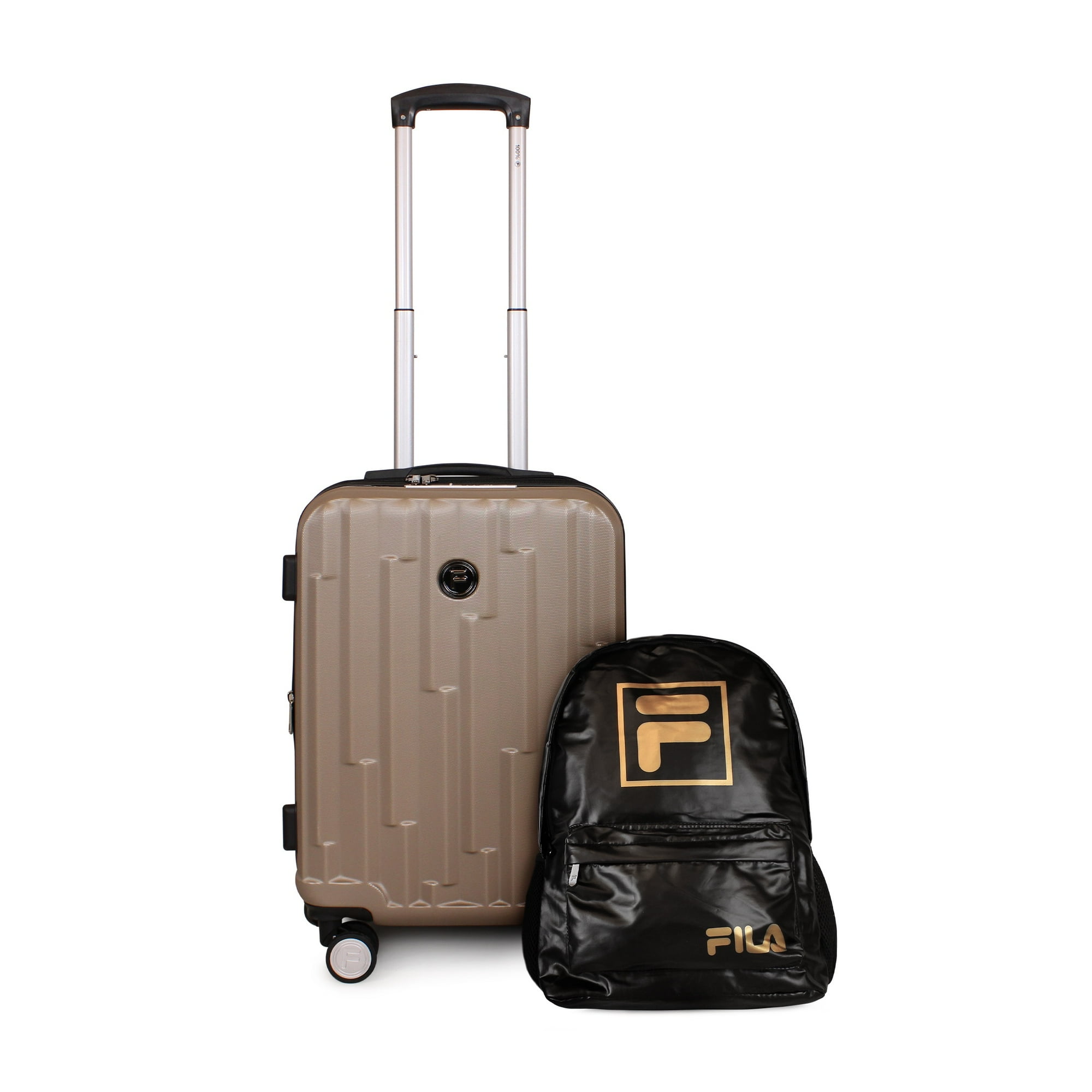 F - Fila - Pack Maleta Cabina S (10 Kg) Flip Café + Mochila Bolonia Negro