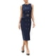 thumbnail image 1 of INSPIRE CHIC Vestido de Trabajo Cruzado para Mujer sin Mangas, Cuello Redondo, Formal, Ajustado con Cinturón L Azul Oscuro, 1 of 6